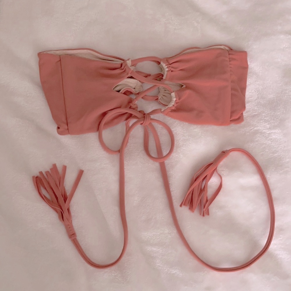 ACACIA SWIMWEAR ORANGE BIKINI TOP SIZE MEDIUM